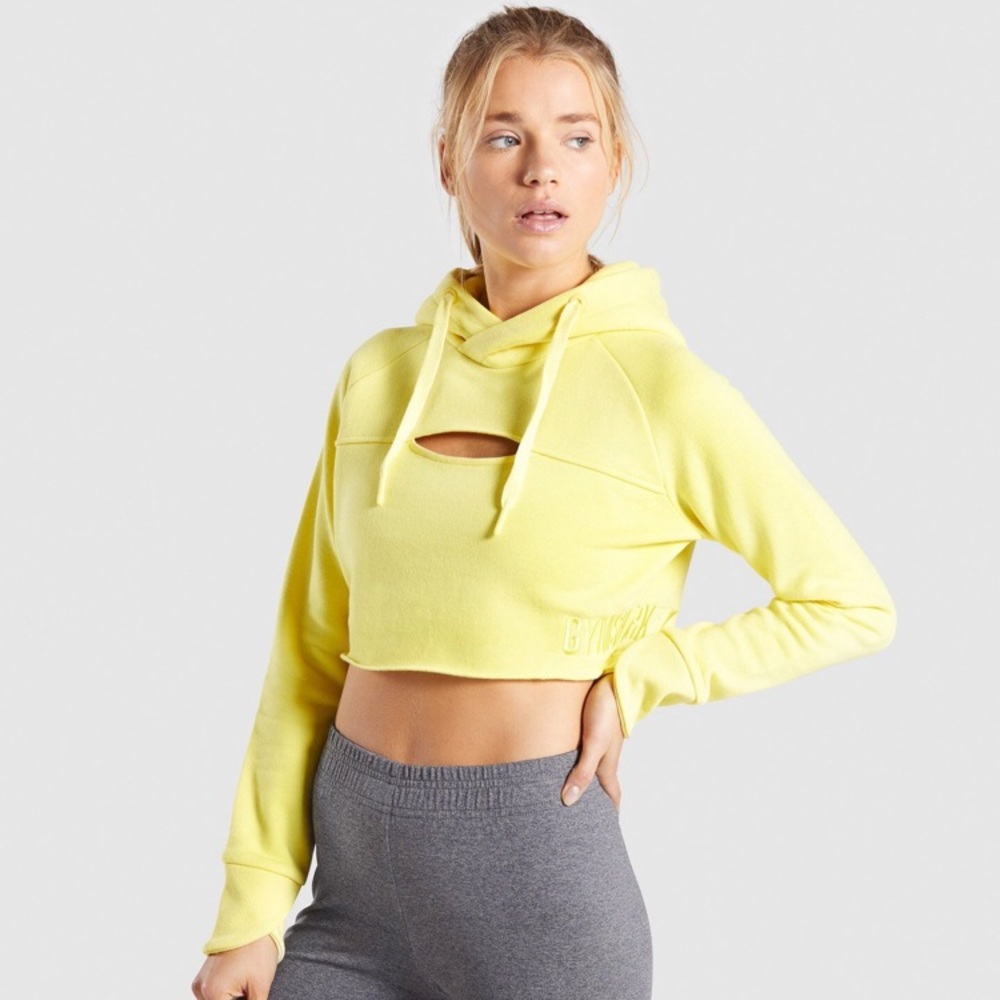 Gym Shark- Primary Cropped Raw Edge Hoodie